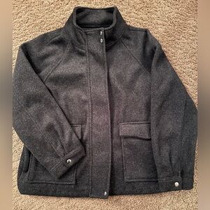 Gray Wool Jacket with Snap Buttons